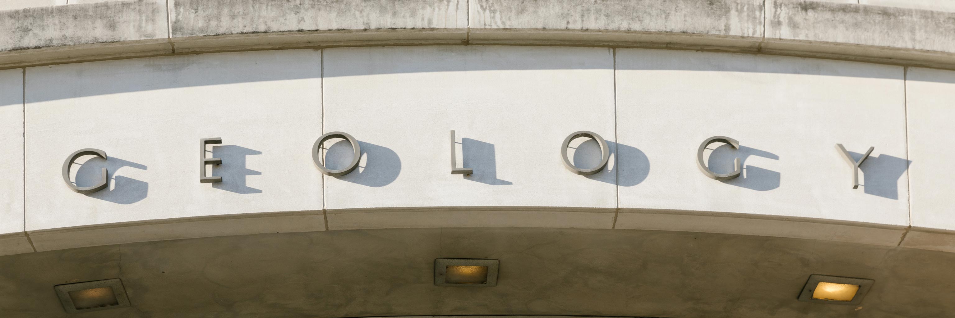 Sign above the Geology building entrance 