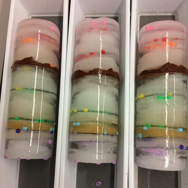 Wonderlab demonstration illustrating layers of sedimentation over time